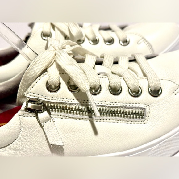 Munro Tilly White Leather Zip Lace Sneakers Womens 9 Comfort Walking Shoes - Picture 4 of 10